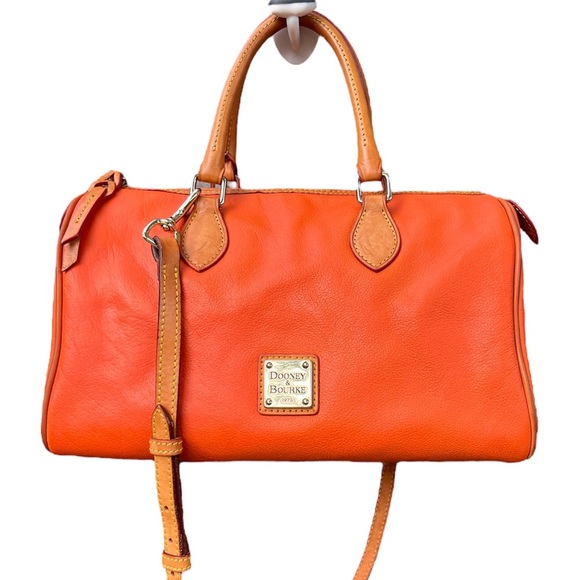Dooney Orange Leather Satchel Barrel Bag 28cm - Picture 2 of 13